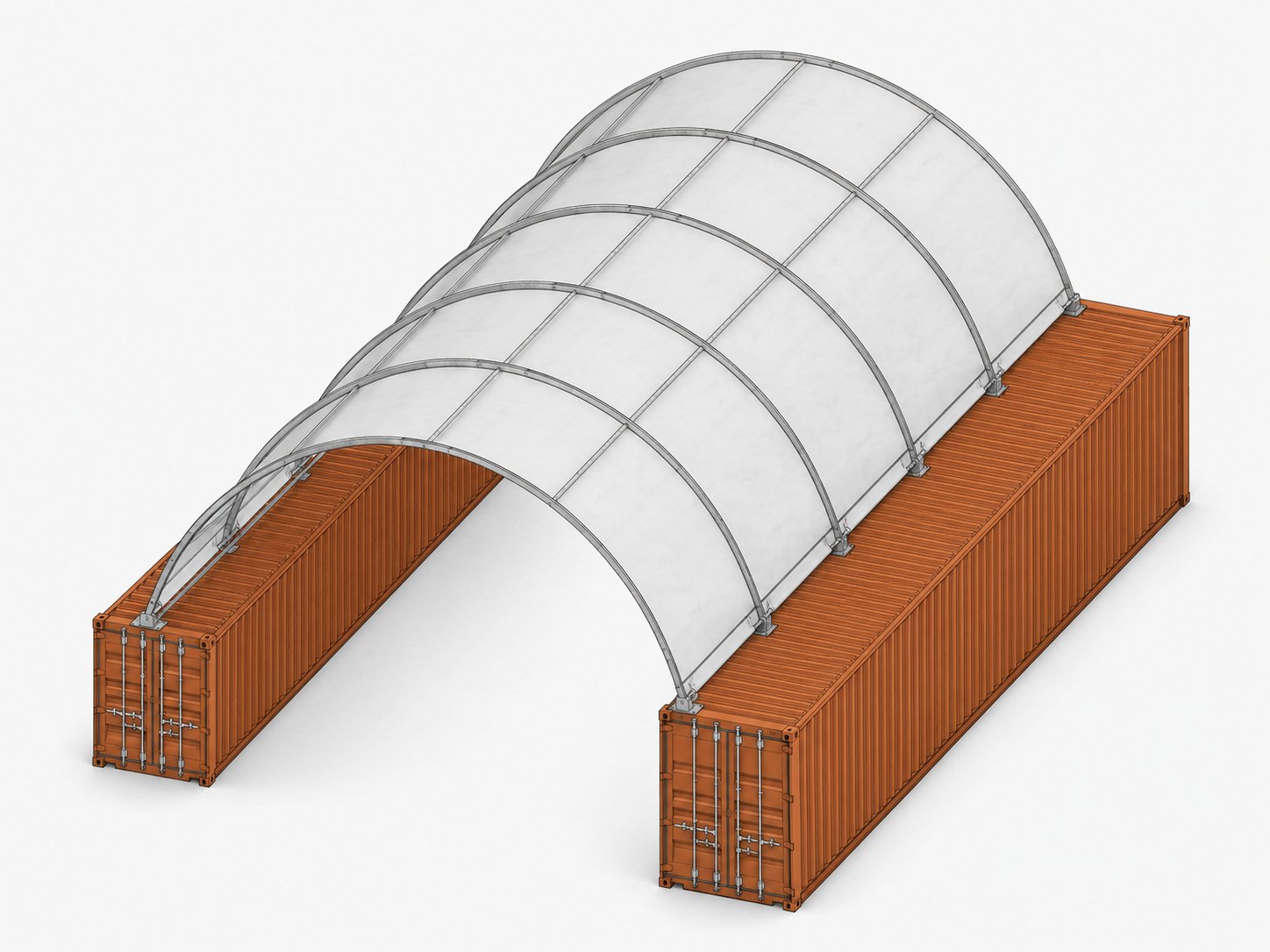 3D-Ansicht der Container-Überdachung