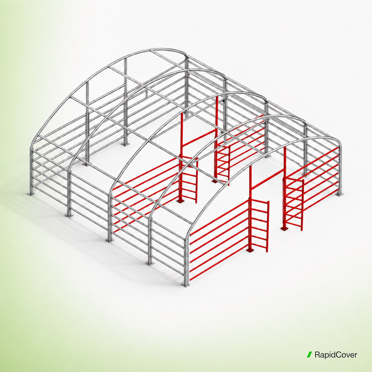 Vorderwand mit Tor und Trennwand, 3D-Ansicht